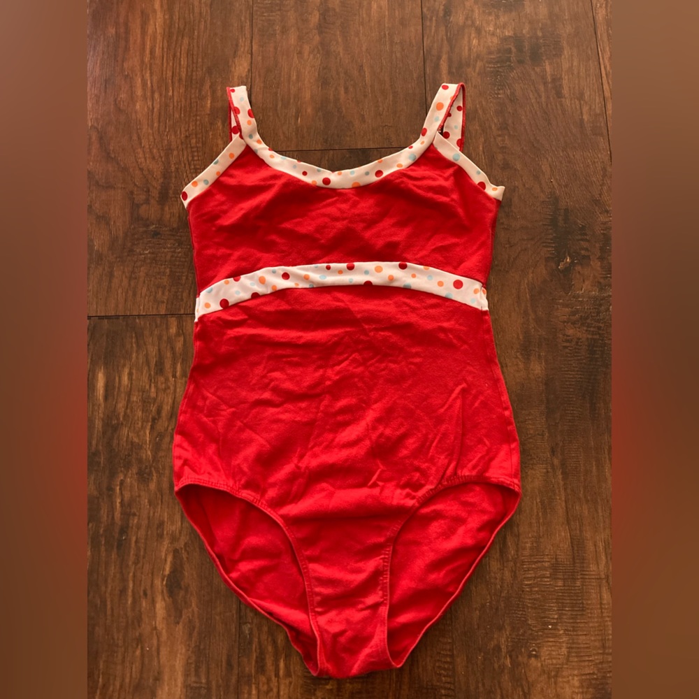 Class-In Leotard Red with Polka Dots